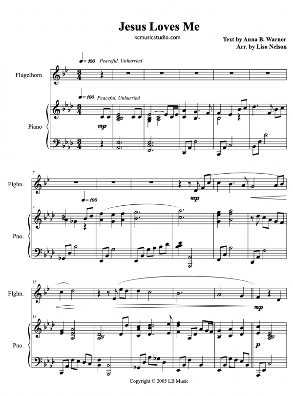 Jesus Loves Me - Trumpet or Flugelhorn