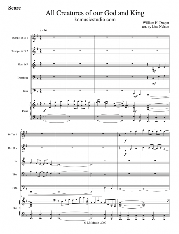 All Creatures of Our God and King (Brass Quintet)