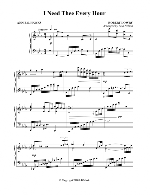 I Need Thee Every Hour (Piano Solo)
