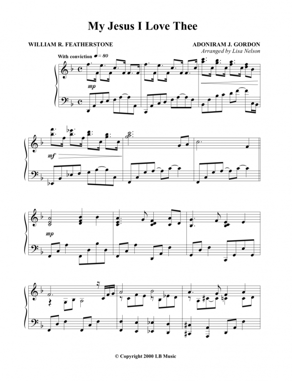 My Jesus I Love Thee (Piano Solo)