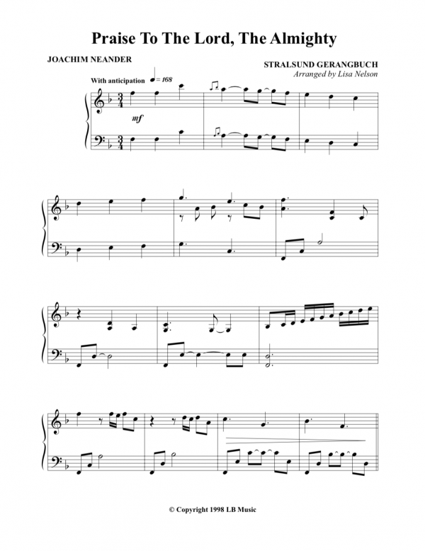 Praise to the Lord the Almighty (Piano Solo)