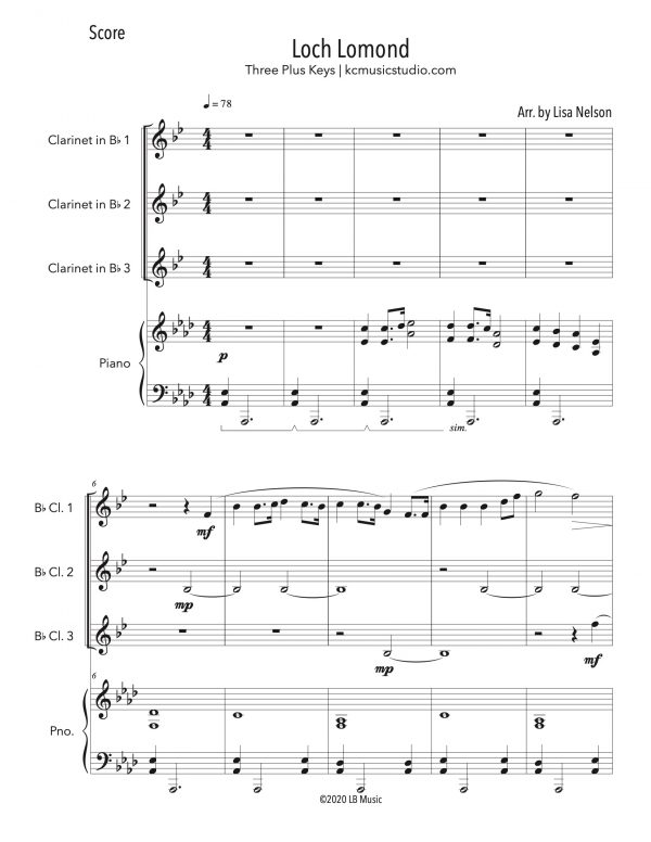 Loch Lomond - Clarinet Trio (Three Plus Keys)