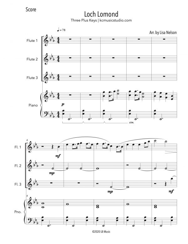 Loch Lomond - Flute Trio (Three Plus Keys)