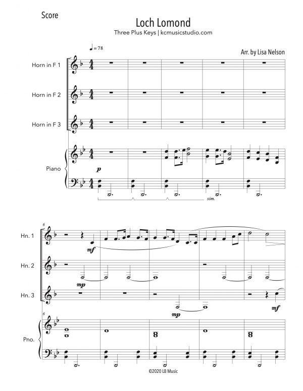 Loch Lomond - Horn Trio (Three Plus Keys)