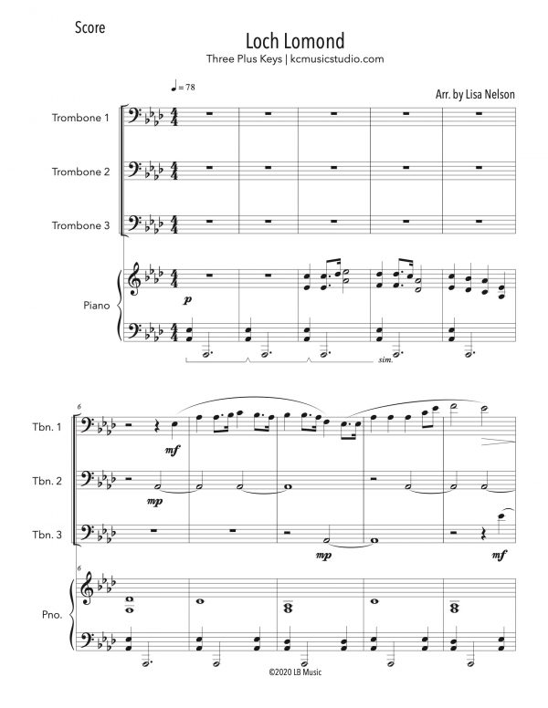Loch Lomond - Trombone Trio (Three Plus Keys)