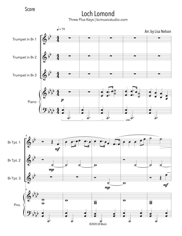 Loch Lomond - Trumpet Trio (Three Plus Keys)