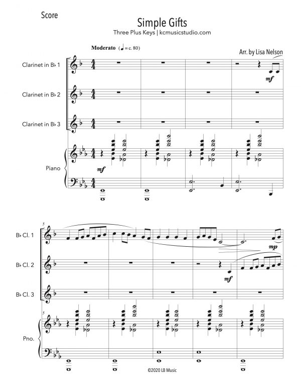 Simple Gifts - Clarinet Trio (Three Plus Keys)