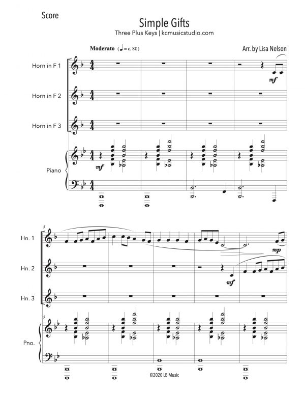 Simple Gifts - Horn Trio (Three Plus Keys)