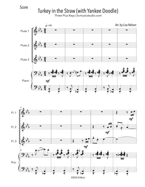 Turkey in the Straw - Flute Trio (Three Plus Keys)