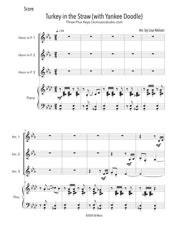 Turkey in the Straw - Horn Trio (Three Plus Keys)